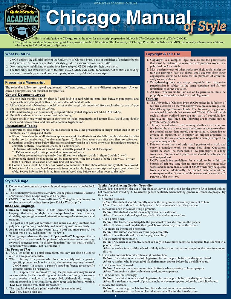 Chicago Manual Of Style Guidelines: Guide numérique d'étude rapide