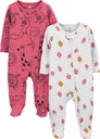 Simple Joys par les petites filles de Carter 2 voies Zip Thermal Footed Sommeil and Play, Pack de 2