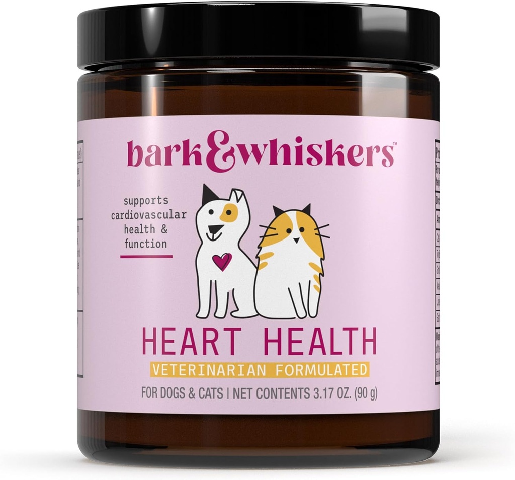 Bark & Whiskers Heart Health for Dogs & Cats, 3.17 oz (90g), 90 scoops, Cheddar Cheese Flavor, soutient la santé et la fonction cardiovasculaire, vétérinaire formulé, non-OGM, Dr Mercola