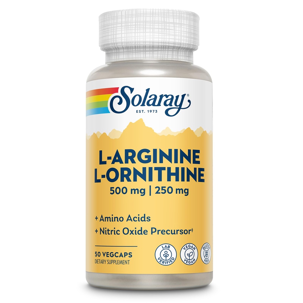Capsules L-Arginine et Ornithine sans Solaray, 50 Nombre