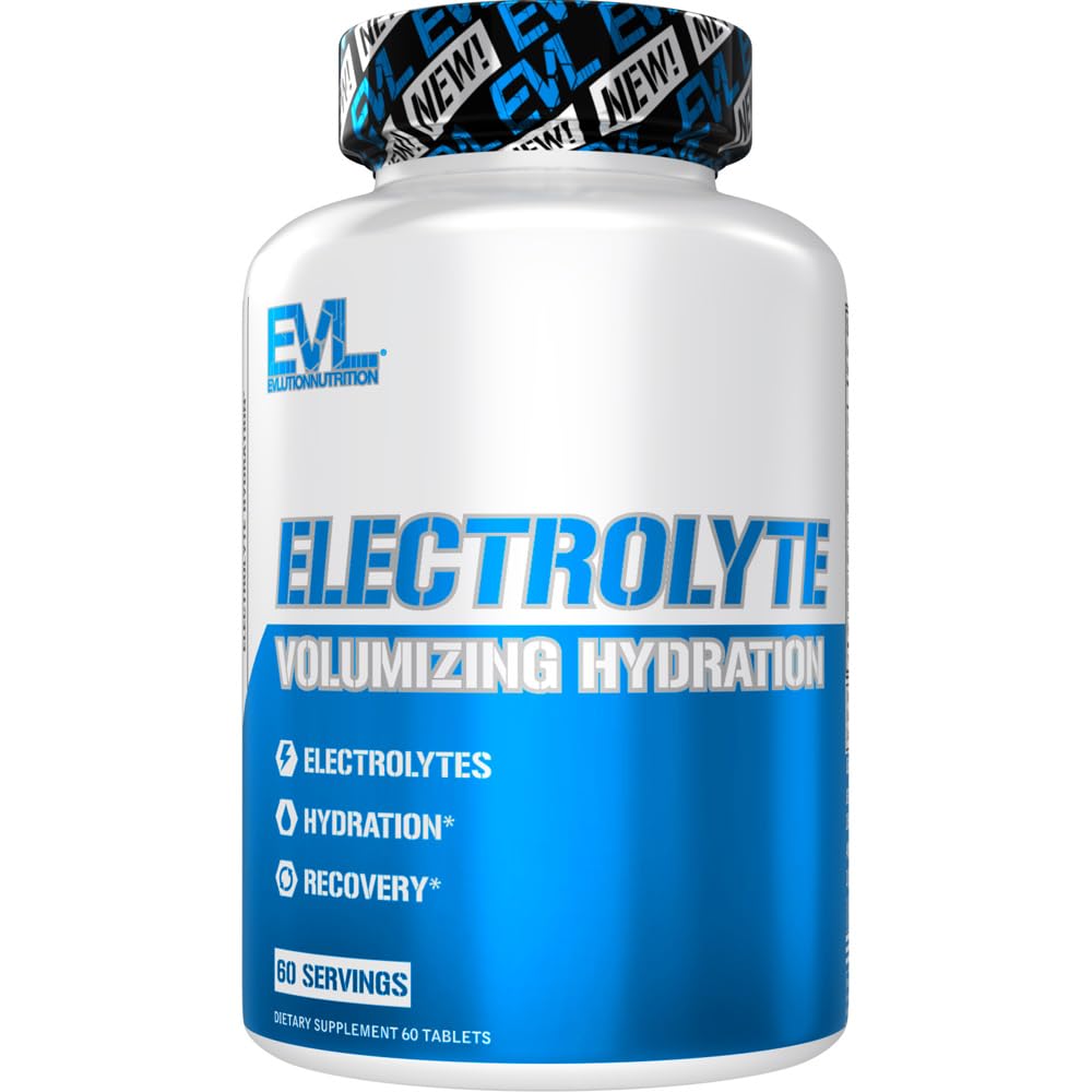 Evlution Nutrition Volumizing Electrolyte Hydration Tablets - Rapid Rehydration Supplement - Recharge and Recover - Contains 8 Key Electrolytes - Vegan, Gluten-Free, and Keto Friendly - 60 Servings