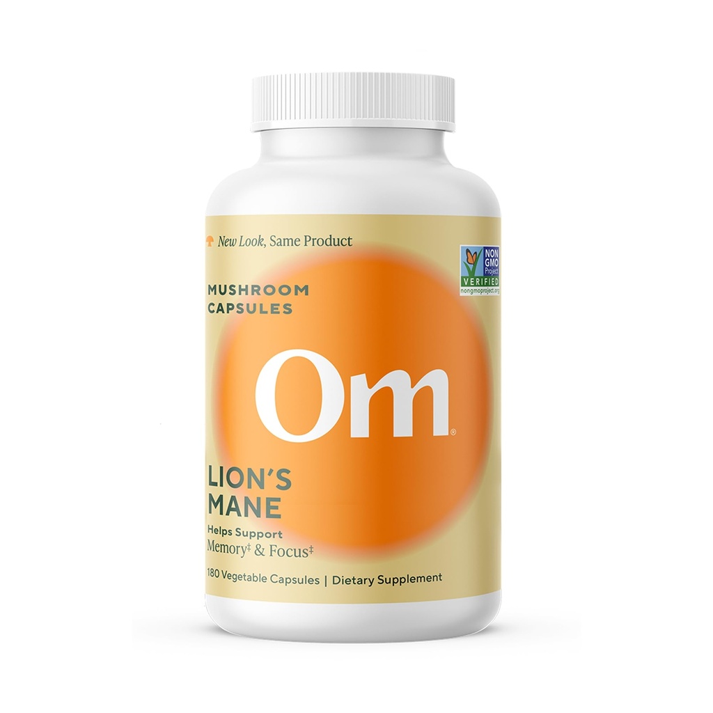 Om Lion, capsules de champignons de la Mane - Supplément de champignons biologiques et Nootropic - Suppléments de cerveau pour la mémoire et la focalisation, 180 Nombre (60 portions)