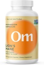 Om Lion, capsules de champignons de la Mane - Supplément de champignons biologiques et Nootropic - Suppléments de cerveau pour la mémoire et la focalisation, 180 Nombre (60 portions)