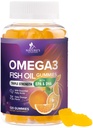 Omega 3 Huile de poisson Gommies - 3X Strength Heart Health Support - High Absorption Omega 3 Huile de poisson Gommy Supplément avec DHA & EPA - Joint & Cerveau Support pour Adultes - Taste Orange Flavor - 120 Gommies