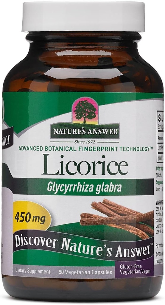 Réponse de la nature Racine de réglisse 90 Capsules - Support digestif, immunitaire et respiratoire - Végétarien, végétalien, sans gluten, casher Racine de réglisse - Supporte la peau