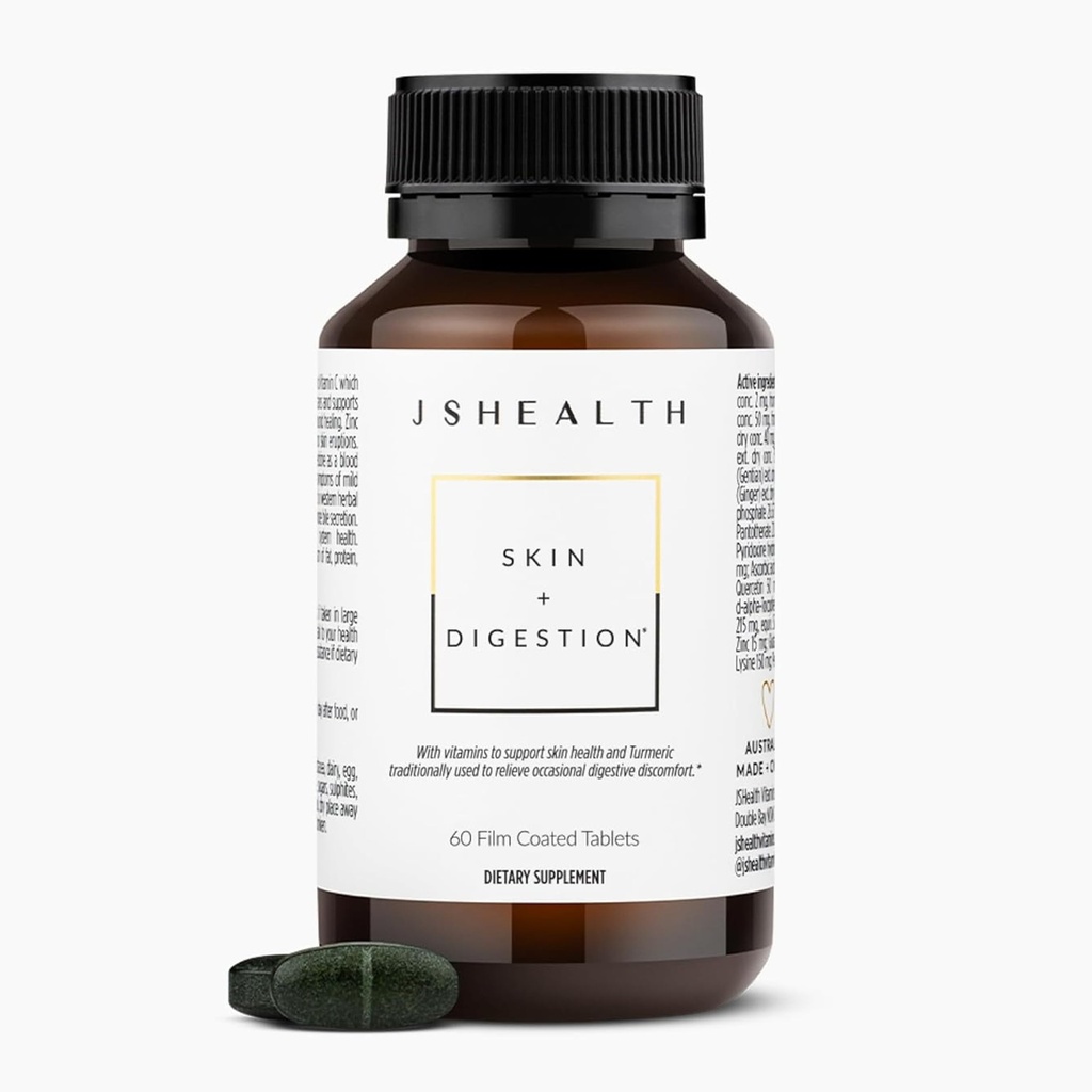 JSHealth Vitamines Peau et Digestion Formule de supplément de peau avec Zinc. Burdock Turmeric.