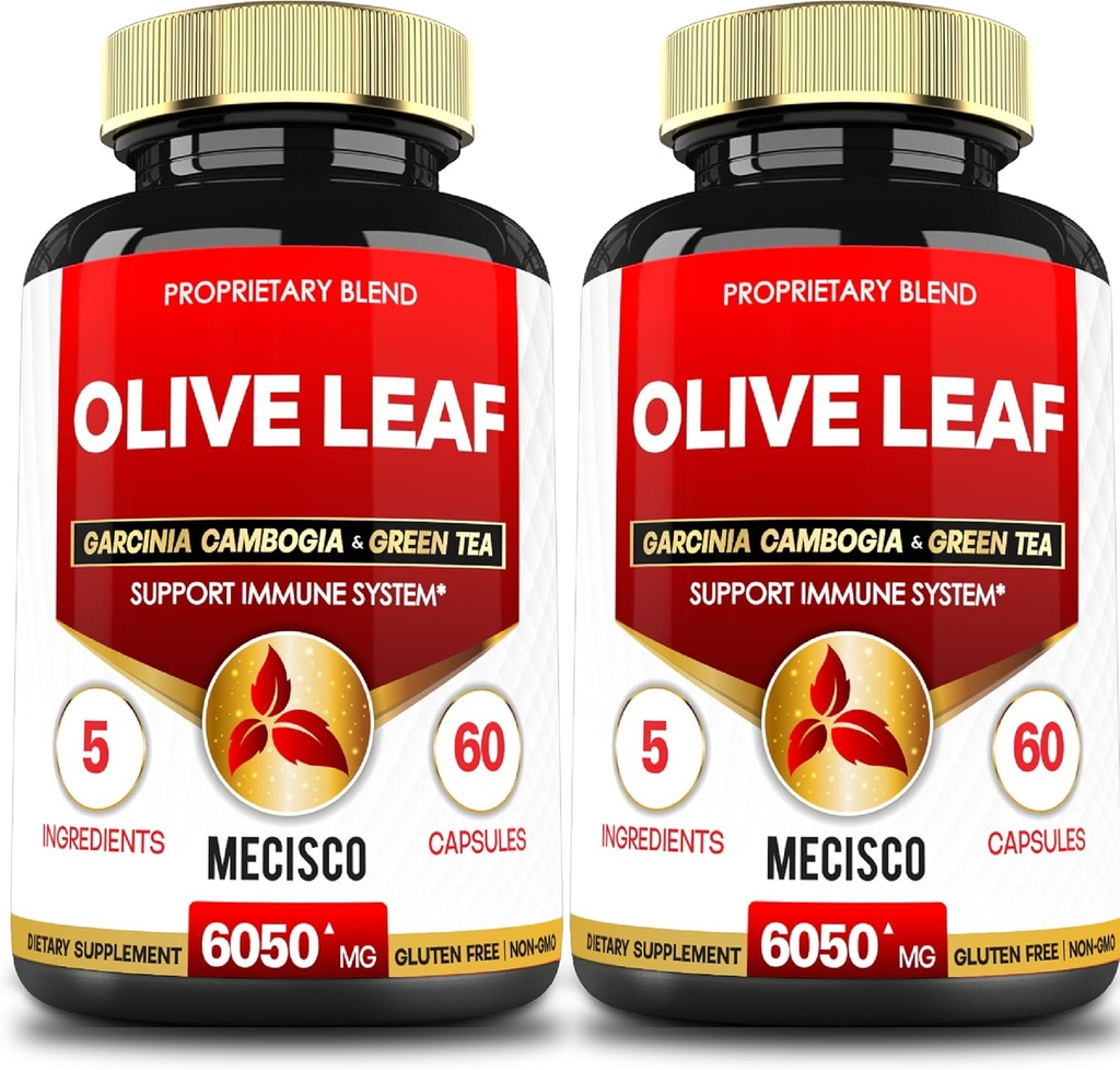 5in1 Olive Leaf Extract for 4 Months 6050mg with Garcinia Cambogia, Green Tea, Green Coffee & Black Pepper - Cardiovascular Health, Well Being & Immune Support - 2 Packs 60 Capsules