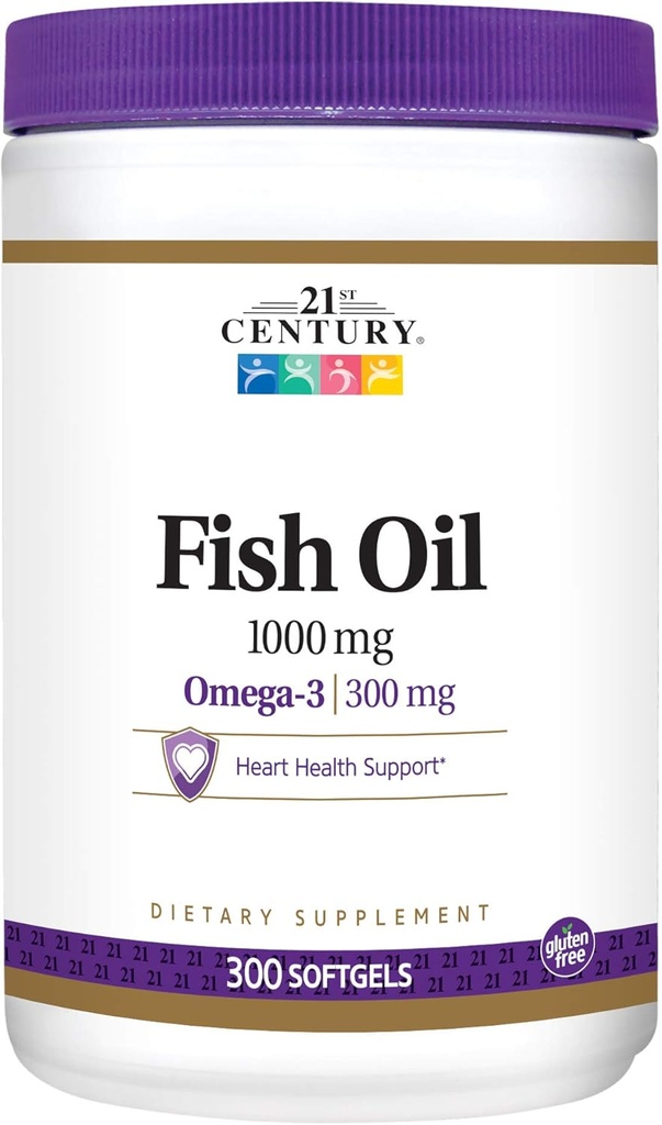 21e siècle Huile de poisson 1000 mg Softgels, 300-Count (paquet de 3)