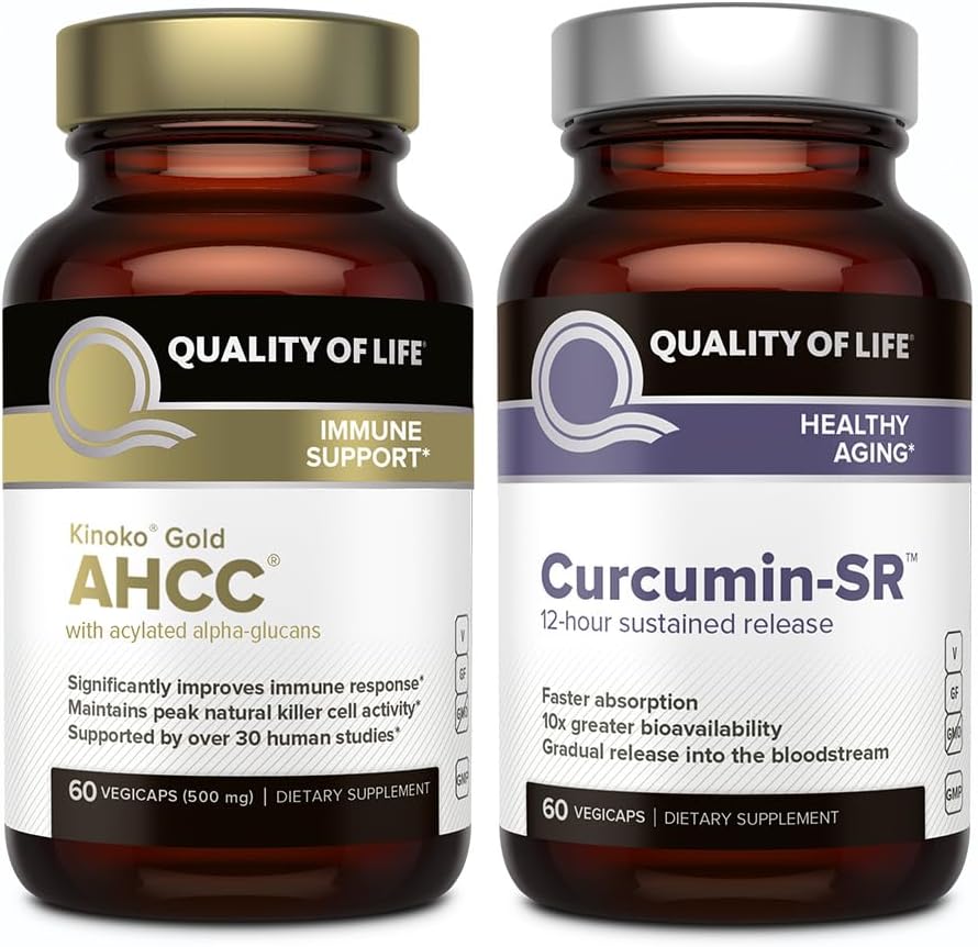 Quality of Life Features Kinoko Gold AHCC and Microactive Curcumin SR - Immune Support Curcumin Bundle