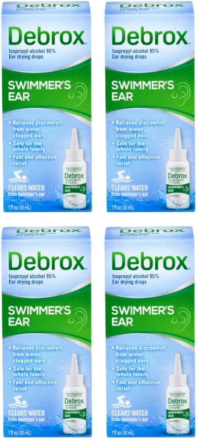 Les gouttes de séchage de l'oreille de Debrox Swimmer pour les adultes et les enfants, 1 Fl oz. (paquet de 4)