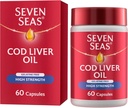 Sept Seas Cod Huile de foie haute résistance avec Omega 3 Plus Vitamines D & E 120 Capsules