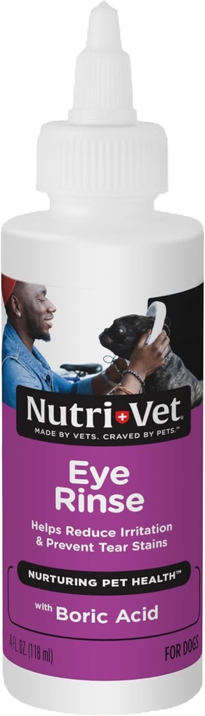 Rincer les yeux Nutri-Vet pour chiens, enlever les taches de chien, laver les yeux, soulager l'allergie pour les chiots, les fournitures pour chiots, la formule de sécurité pour animaux de compagnie, le véticule formulé, prévient les infections, 4oz
