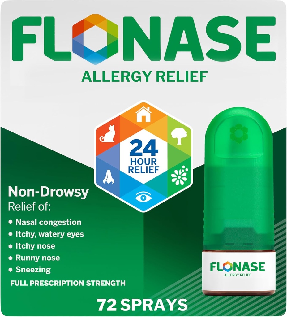 Spray anti-allergie à la flonase, 24 heures de médecine anti-allergie non somnolente, spray anti-allergie à mesure - 72 sprays - Soulagement anti-allergie à l'automne et à la saison