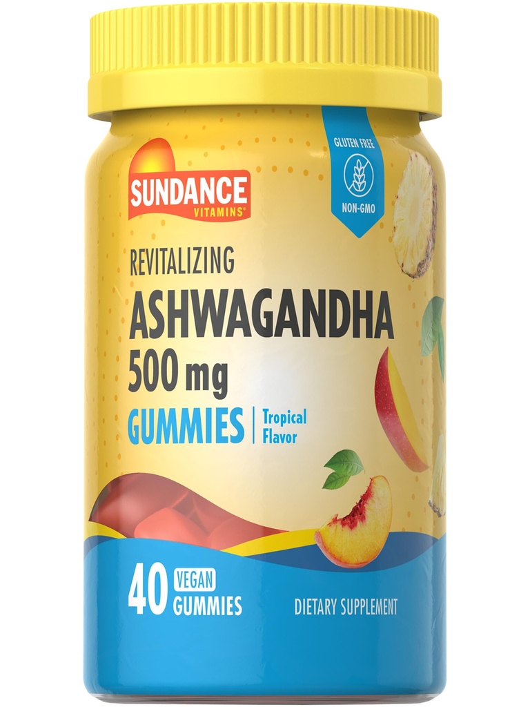 Sundance Ashwagandha Gummies (500mg) 40 Gummies végétaliens (100mg) Vegan, non OGM et supplément sans gluten
