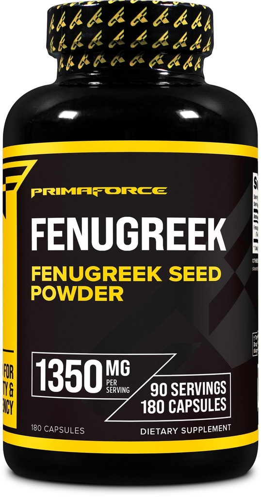 Primaforce Fenugreek Capsules de graines (180 capsules / 1350mg par portion, 2 portions de capsules) - Supplément à base de plantes Premium pour les hommes et les femmes, Supplément sans gluten sans OGM