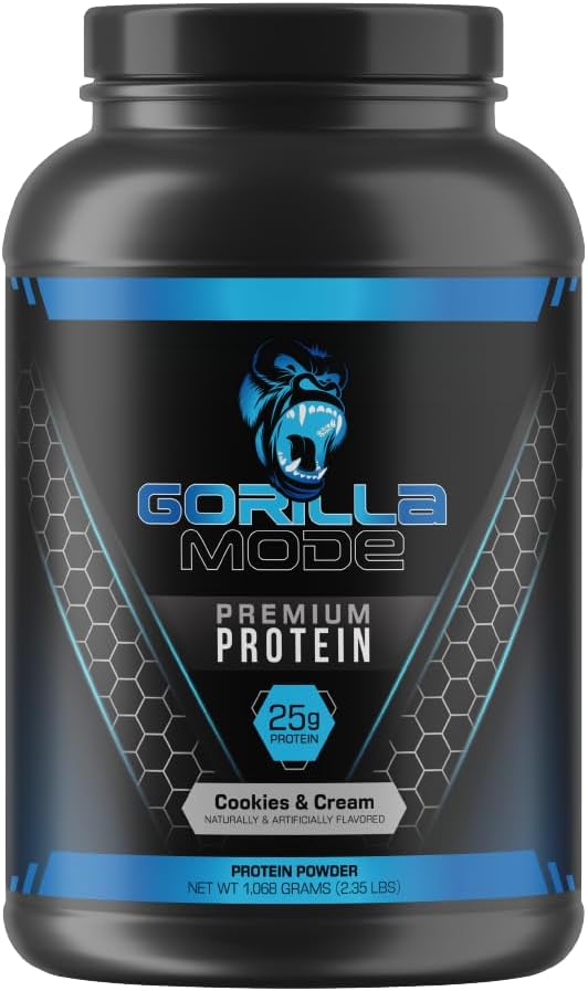 Gorilla Mind Premium Whey Protein - Cookies et crème, 25 grammes de Whey Protein Isolate & Concentrate,Recover and Build Muscle (30 portions)