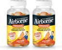 Airborne 750mg Vitamine C Supplément de soutien immunitaire Gommies pour adultes, parfum orange zeste, mélange sans gluten avec des antioxydants puissants Vitamines A C & E, 63 Gommies (2 Pack)