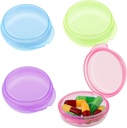 4 Pcs Mini Pill Organizer Small Pill Box Cute Portable Pill Case for Pocket Purse Travel Storage Containers Earplug Case Medicine Dispenser Vitamin Holder(Blue+Pink+Purple+Green)