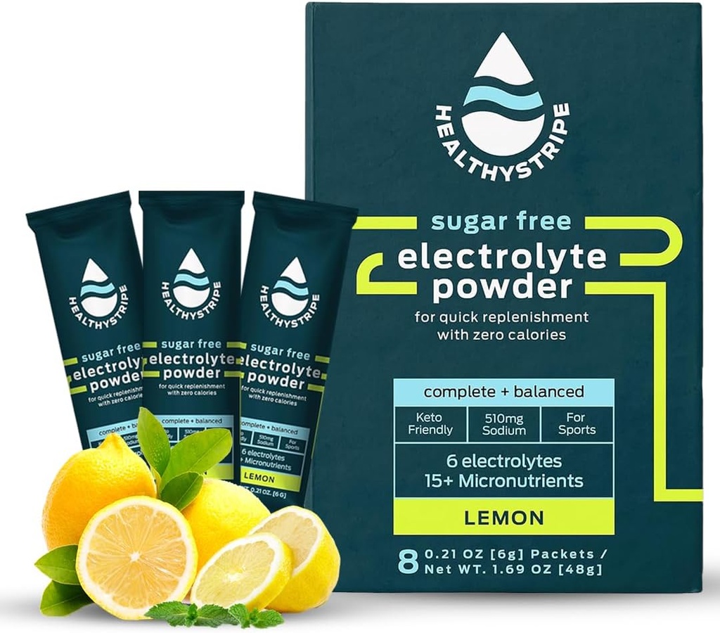 Mélange de poudre d'électrolyte sans sucre avec 15 micronutriments, récupération active et hydratation pour les sports, randonnées et modes de vie actifs, Pas de calories, arômes artificiels, Keto - 8 Pack