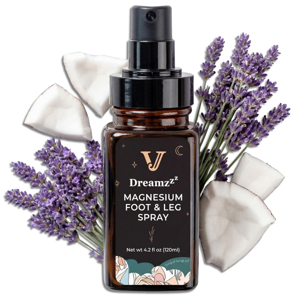 Dreamzz Spray Magnésium pour Pieds et Sommeil – Formule mélangée Huile de magnésium avec Lavande et Huile de noix de coco - Spray topique pour pied et jambes de magnésium pour les femmes - Stickness réduit - 4,2 oz