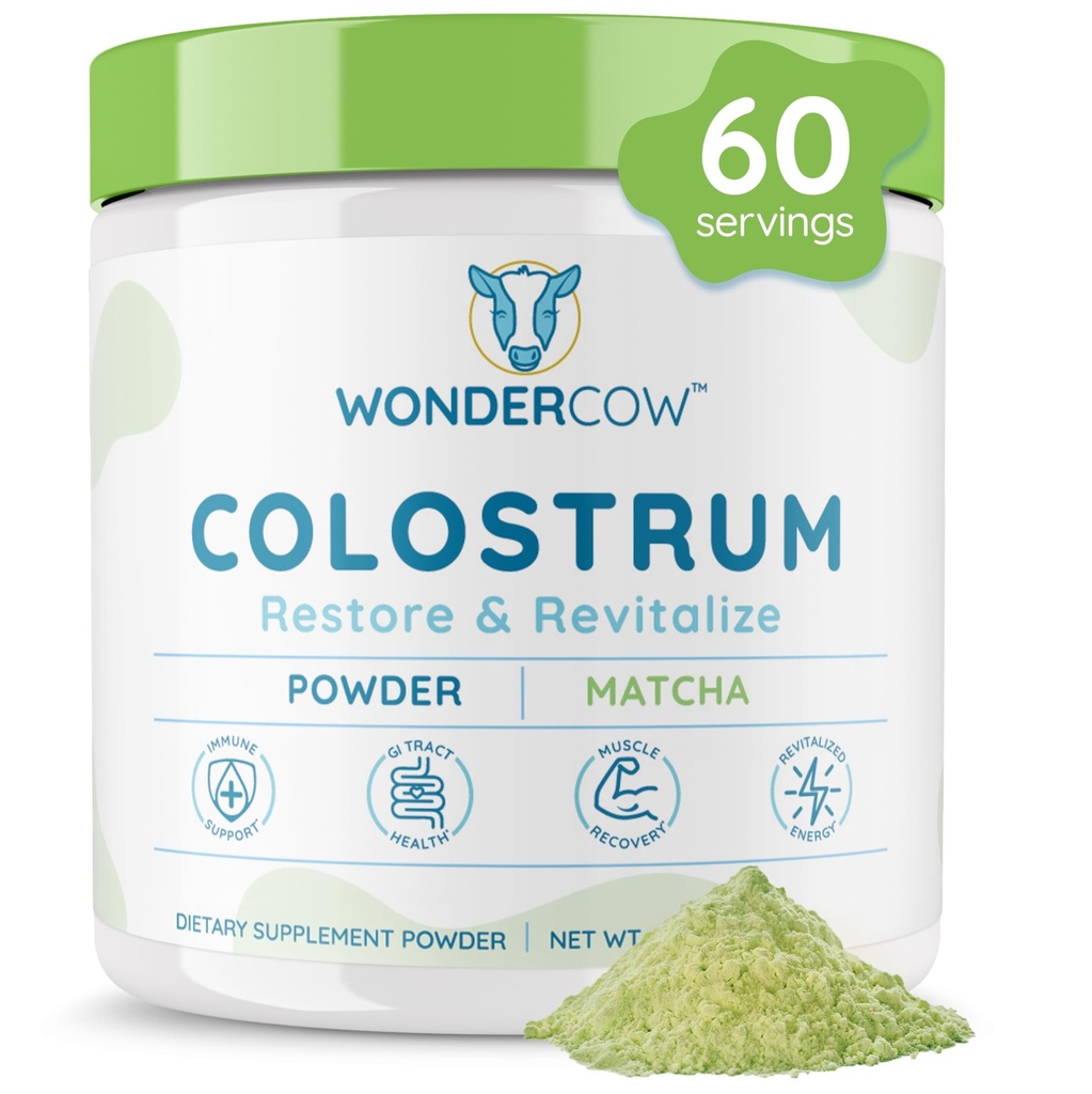 WONDERCOW Supplément Colostrum poudre pour la santé de Gut, le soutien immunitaire, la récupération musculaire et le bien-être
