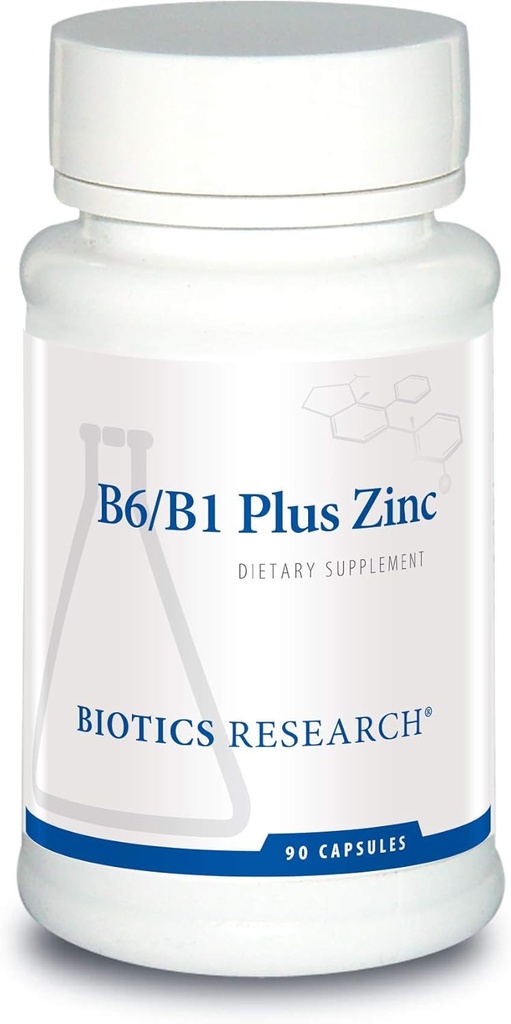 Recherche en biotechnologie B6 B1 Plus Zinc fournit des formes actives de vitamine B, 5mg de forme hautement biodisponible de zinc, aides à l'activité de plus de 300 enzymes dépendantes du zinc 90 Capsules