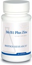 Recherche en biotechnologie B6 B1 Plus Zinc fournit des formes actives de vitamine B, 5mg de forme hautement biodisponible de zinc, aides à l'activité de plus de 300 enzymes dépendantes du zinc 90 Capsules