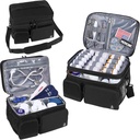 Double Layers Medicine Bag with Insulated Compartment Pill Bottle Organizer with Lockable Zipper,Travel Medicine Organizer with Soft Shoulder Straps for Pill Bottles, Medical Supplies