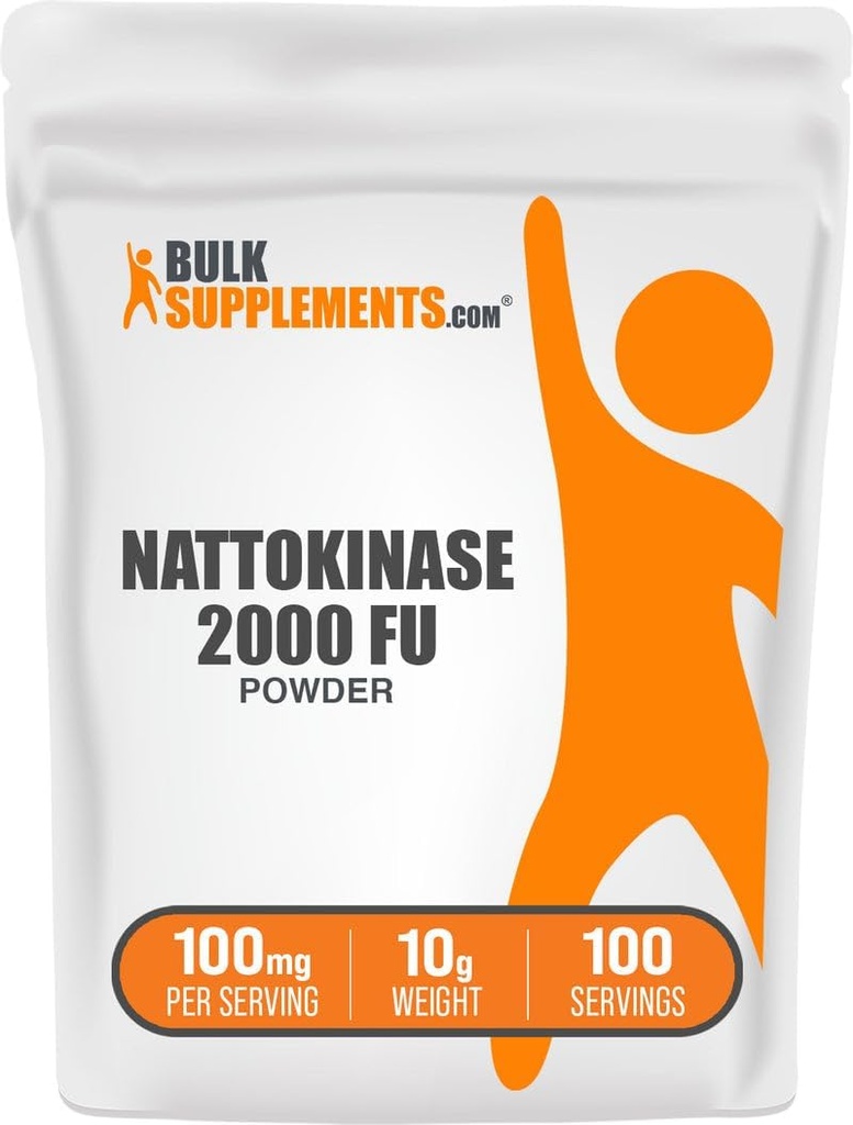 BulkSupplements.com Nattokinase 2000 FU poudre - provenant de l'extrait de Natto, supplément de Nattokinase - 100mg de poudre de Natto par portion, 10g (0,35 oz) (paquet de 1)