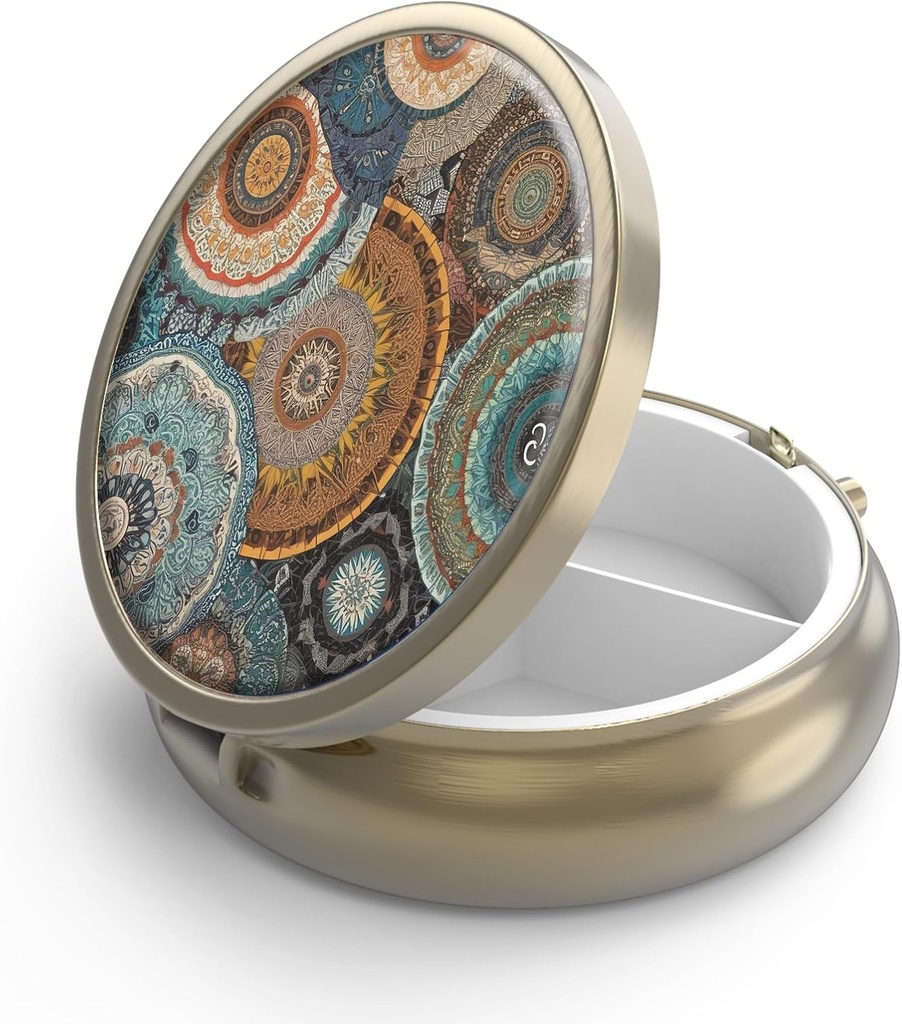 Boîte à pilules 3 Compartiment petit cas de pilule, Portable pour Poche ou Pilule de Purse Organizer Porte-conteneur de pilules pour tenir les vitamines, les médicaments, l'huile de poisson et les suppléments (Marbré craqué bleu)