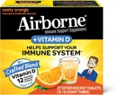 Airborne 750mg Vitamine C avec comprimés effervescents de zinc, supplément de soutien immunitaire avec des antioxydants puissants Vitamines A C D3 & E - 27 comprimés de boisson gazeuse, saveur orange zeste