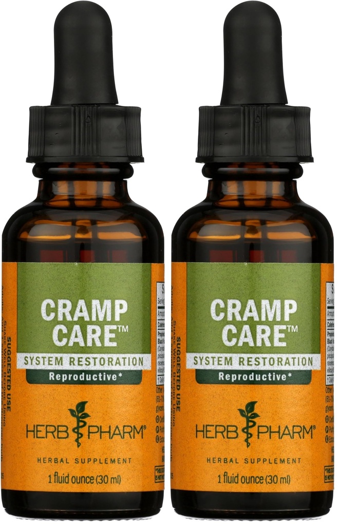 Herb Pharm Cramp Care Extrait d'herbe liquide pour soutenir un cycle menstruel sain - 1 once (paquet de 2)