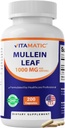 Feuille de Mulléine Vitamatique 1000mg par portion - Soutient une fonction respiratoire, bronchiale et immunitaire saine - 200 Capsules