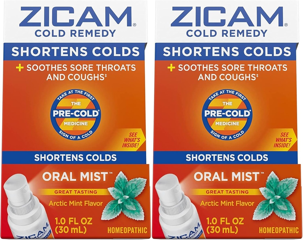 Zicam Cold Remedy Zinc Arctic Mint Oral Mist, 1 once (paquet de 2)