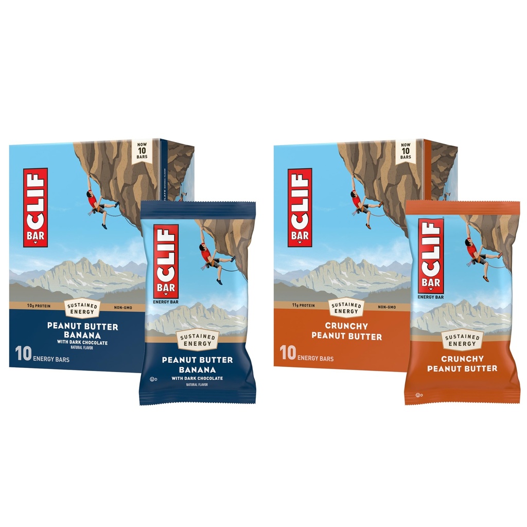 CLIF BAR - Barres de protéines énergétiques - Beurre d'arachides et banane au beurre d'arachide au chocolat foncé - Boîte de variétés - Fabriqué avec de l'avoine biologique - Barres énergétiques - Non-OGM - (20 Pack)