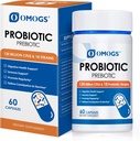 OMOGS Probiotiques 120 Million CFUs 18 souches, 3 prébiotiques et enzymes digestives, aide la digestion, la santé gustative, immunitaire, soutient la constipation occasionnelle, la diarrhée et le gaz - pour les femmes et les hommes, 60 capsules