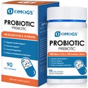 OMOGS Probiotiques 120 Million CFUs 18 souches, 3 prébiotiques et enzymes digestives, aide la digestion, la santé gustative, immunitaire, soutient la constipation occasionnelle, la diarrhée et le gaz - pour les femmes et les hommes, 60 capsules