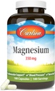 Carlson - Magnesium, 350 mg, Cardiovascular Support, Muscle Function & Nerve Health, 180 capsules