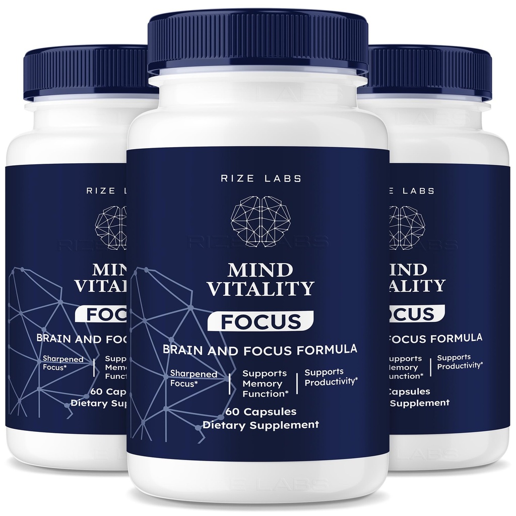 rize labs Mind Vitality Focus Brain Supplement, Mind Vitality to Boost Focus and Concentration & Avoid Mid-Afternoon Fatigue, Mind Vitality Advanced Formula Reviews (180 Capsules) (Pack of 3)
