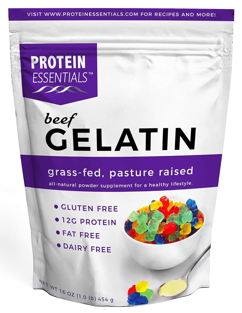 Protein Essentials, Beef Gelatin: Pasture-Raised, Grass Fed (16oz)