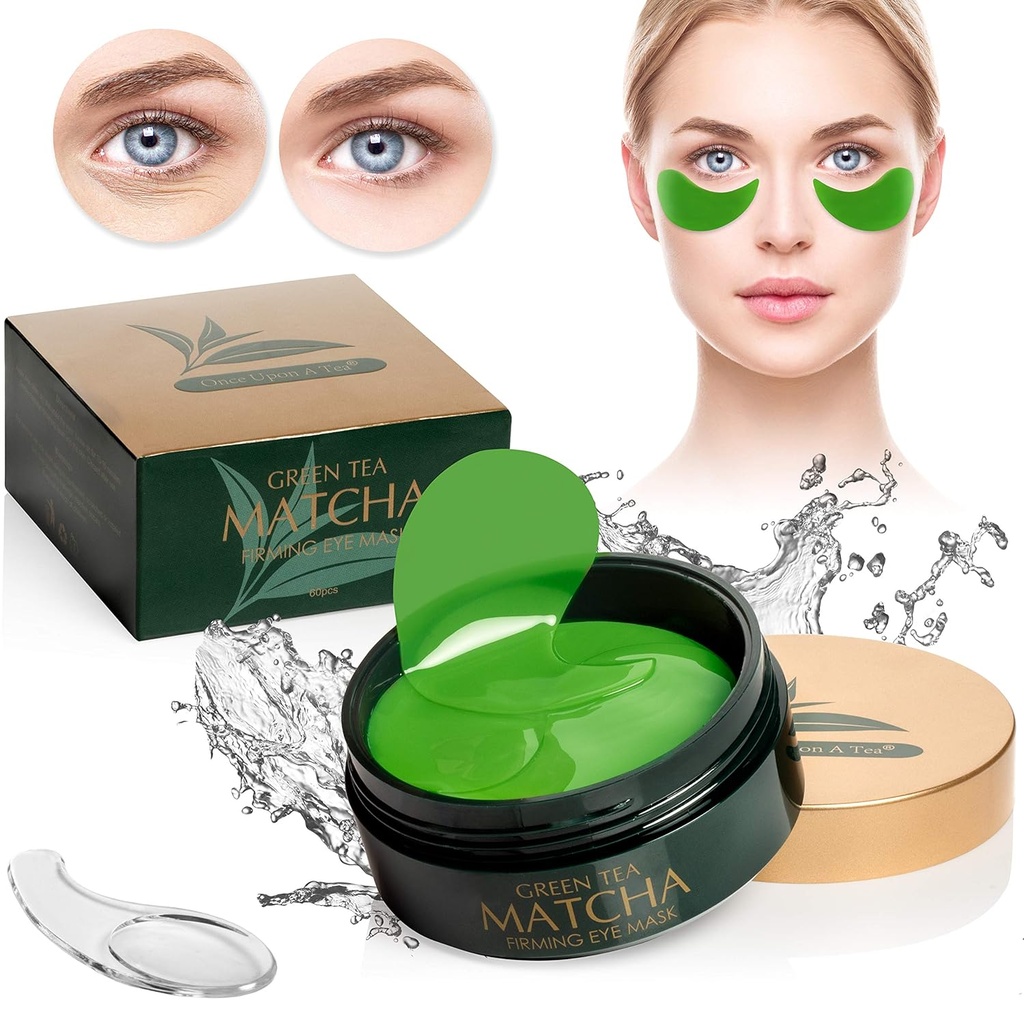 Green Tea Matcha Masque d'oeil raffermissant, 30 paires Patchs collagènes pour les lignes fines, les rides, sous les sacs oculaires et le traitement des yeux puffy, les tampons gel visage qui réduisent les signes du vieillissement