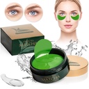 Green Tea Matcha Masque d'oeil raffermissant, 30 paires Patchs collagènes pour les lignes fines, les rides, sous les sacs oculaires et le traitement des yeux puffy, les tampons gel visage qui réduisent les signes du vieillissement