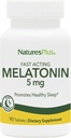 Natures Plus Melatonine 5 mg - 90 comprimés à action rapide - Vegan, sans gluten - 90 portions