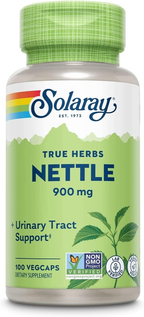 Solaray Nettle Leaf 300mg.com Rein en santé, soutien urinaire et prostate.com Utilisation traditionnelle pour une réponse allergique et respiratoire saine.