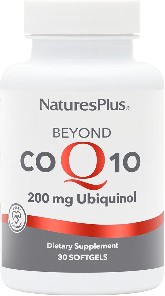 Natures Plus Beyond CoQ10-200 mg Ubiquinol - 30 Softgels faciles à avaler - High Potency, supplément d'absorption élevée, favorise la santé cardiaque, antioxydant - 30 portions
