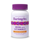 Barimelts Fer avec vitamine C, 90 comprimés à dissolution rapide (1-Mois d'approvisionnement), supplément de fer bariatrique sans sucre pour les femmes, saveur d'orange naturelle