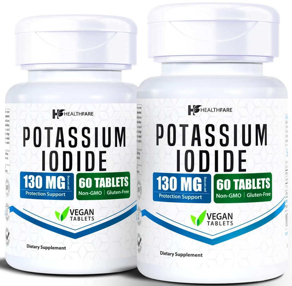 SantéAre Potassium Iodide Comprimés de 130 mg de 120 comprimés à dissolution rapide (2 paquets)