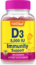 WellYeah Vitamin D3 5000 IU (125 mcg) Extra Strenght Gummies -for Bone Health, Immune Booster, Bone and Teeth Support -Non GMO, Gluten Free, Nut Free, Vegetarian -Strawberry Flavor -60 Gummies