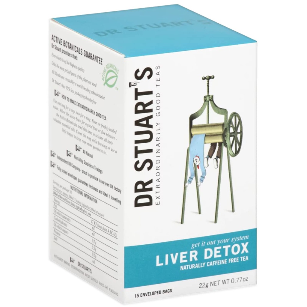 Dr Stuarts Liver Detox Tea Bags | 22g (15 Teabags) | Natural Herbal Infusion for Detoxification Support | Promotes Liver Health and Cleansing | Refreshing Flavor