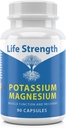Supplément Complexe Magnésium Potassium Life Strength - 90 Capsules - Soutien Magnésium Haute Absorption Santé vasculaire & Crampe des jambes